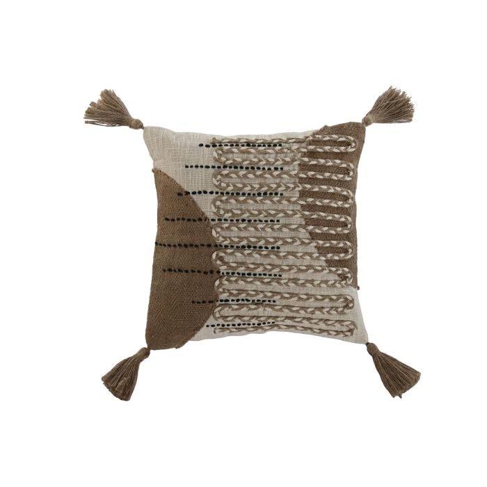 Cojin Boho DKD Home Decor Blanco Roto Natural 45 x 45 cm (2 Unidades)