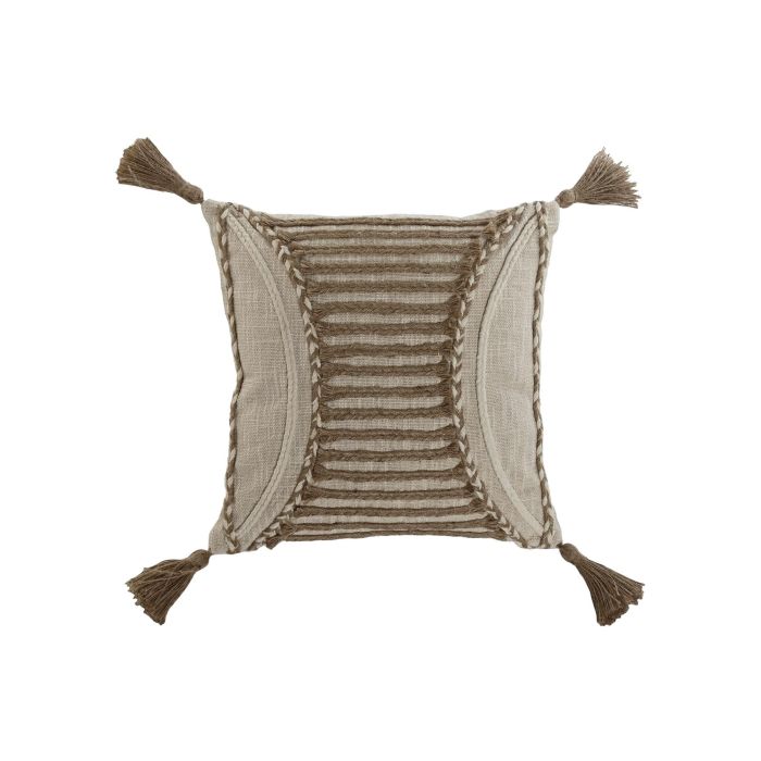 Cojin Boho DKD Home Decor Blanco Roto Natural 45 x 45 cm (2 Unidades)