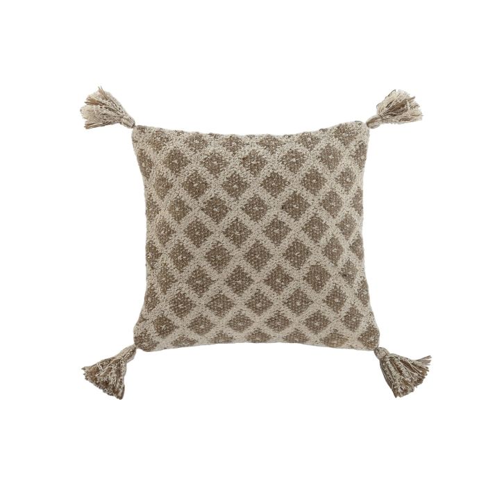 Cojin Boho DKD Home Decor Beige Blanco Roto 45 x 45 cm (2 Unidades)