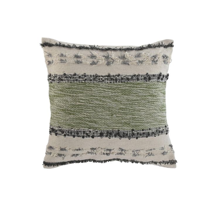 Cojin Boho DKD Home Decor Verde Blanco Roto 45 x 45 cm (2 Unidades)