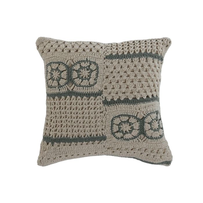 Cojin Boho DKD Home Decor Verde Blanco Roto 45 x 45 cm (2 Unidades)