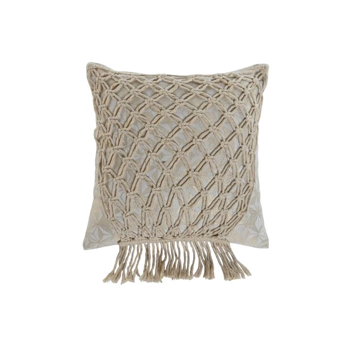 Cojin Boho DKD Home Decor Blanco Roto Dorado 45 x 45 cm (2 Unidades)