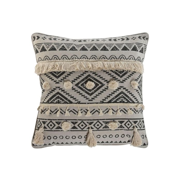 Cojin Boho DKD Home Decor Blanco Roto Negro 8 x 45 x 45 cm (2 Unidades)