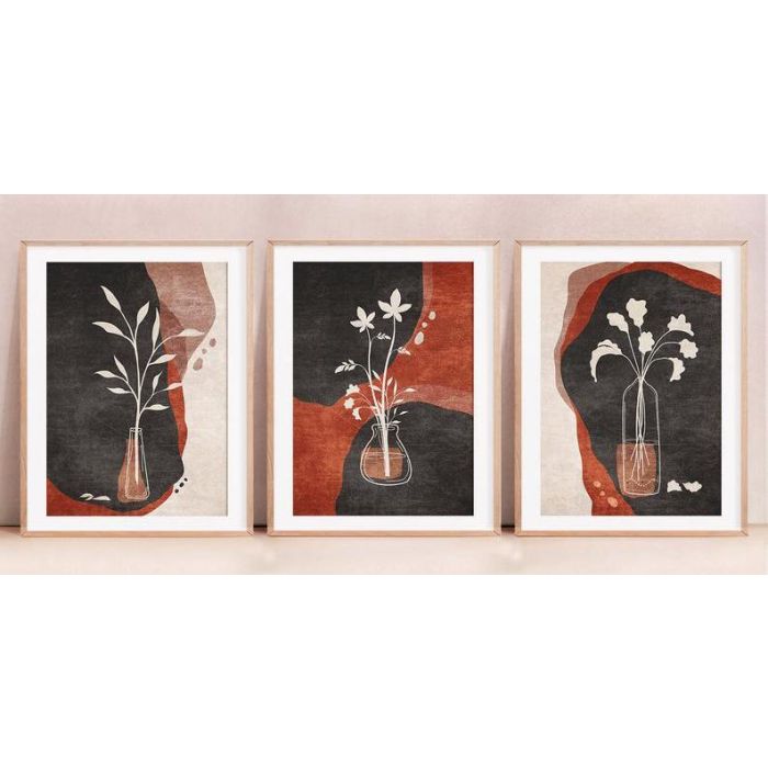 Cuadro Scandi DKD Home Decor Negro Granate 3 x 70 x 50 cm (3 Unidades)