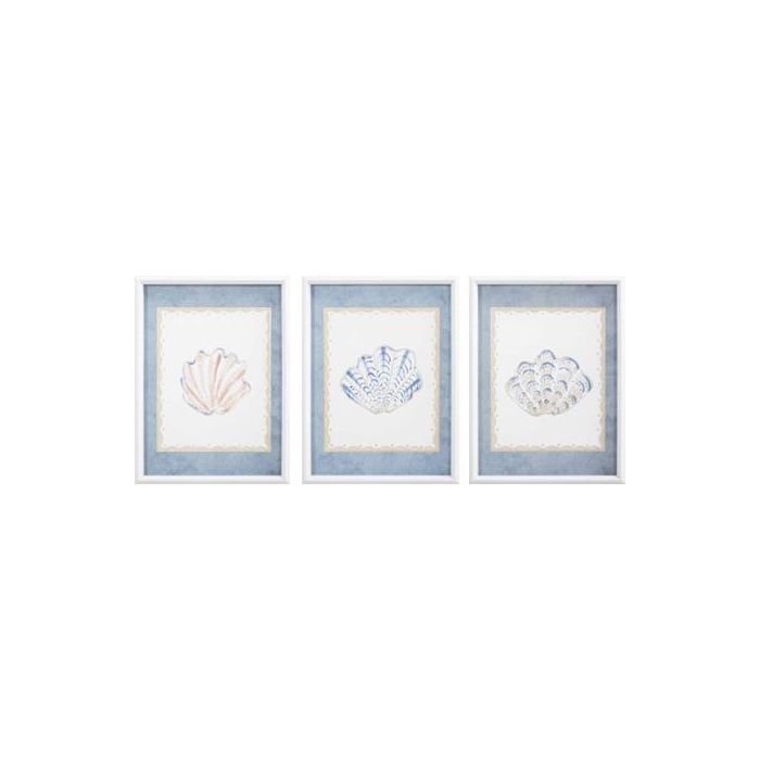 Cuadro Atlantico DKD Home Decor Azul Crema 3.5 x 40 x 30 cm (3 Unidades)