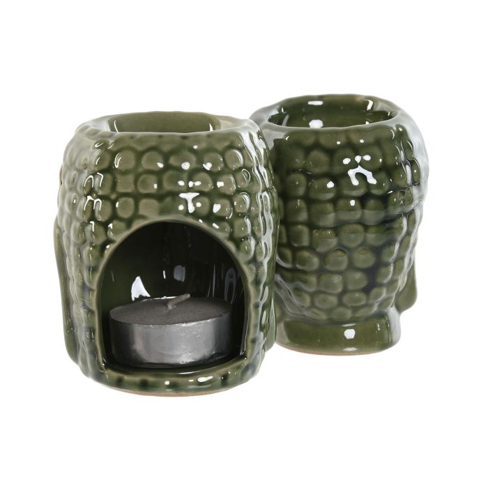 Quemador Oriental DKD Home Decor Verde Mostaza 13.5 x 8 x 17 cm Set de 9 (3 Unidades) 2