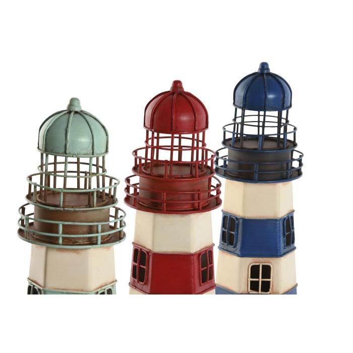 Faro Atlantico DKD Home Decor Azul Rojo 13 x 32 x 13 cm (3 Unidades) 1