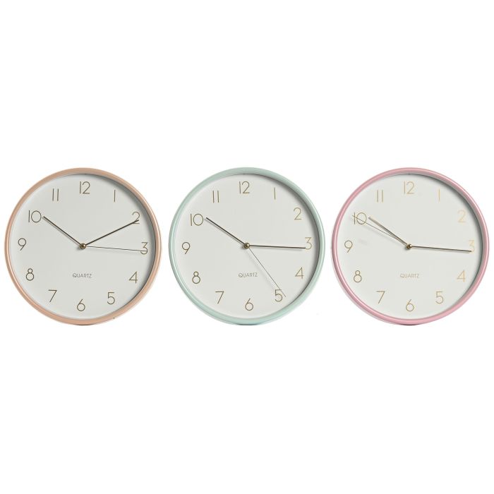 Reloj Pared Basicos DKD Home Decor Lila Verde Menta 4.3 x 25.5 x 25.5 cm (3 Unidades)