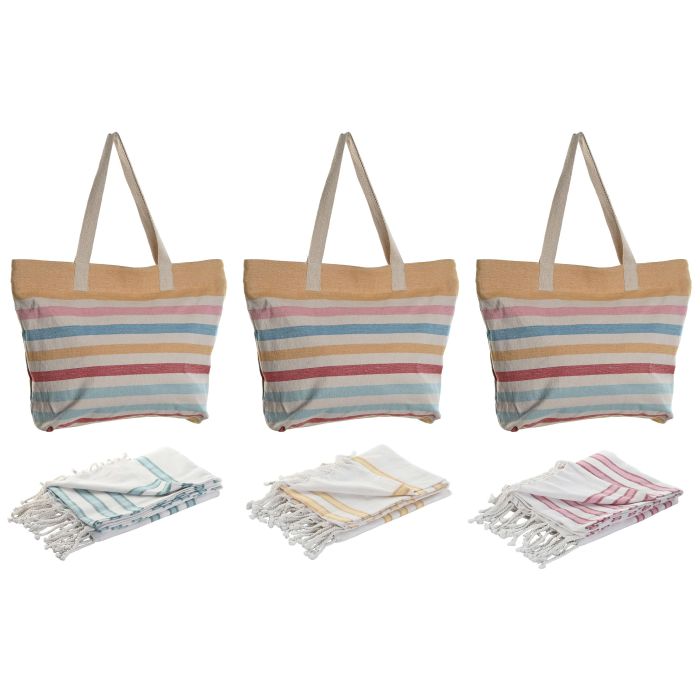 Bolso Mediterraneo DKD Home Decor Multicolor 12 x 36 x 37 cm Set de 2 (3 Unidades)