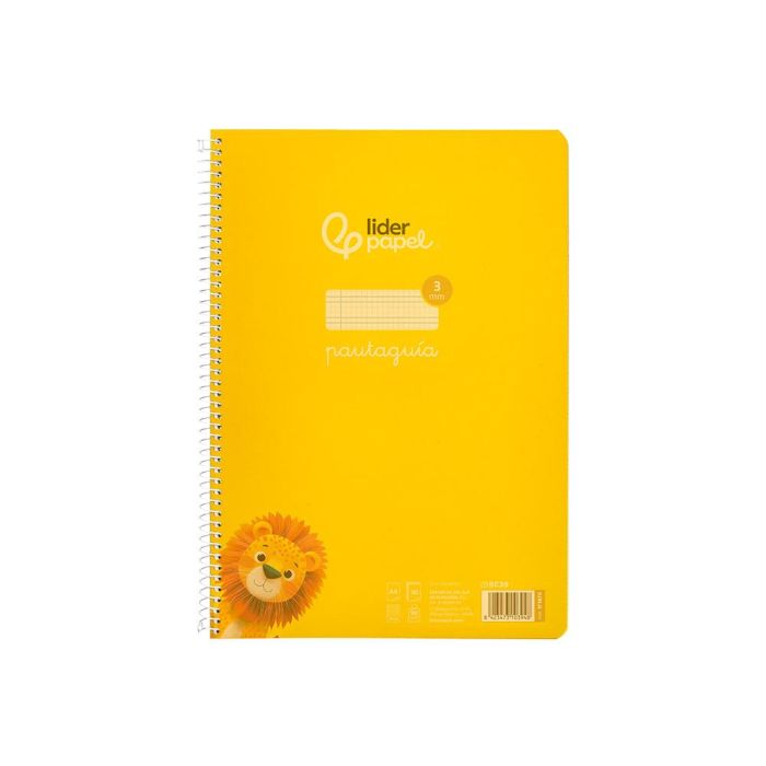 Cuaderno Espiral Liderpapel Din A4 Pautaguia Tapa Plastico 80H 90 gr Cuadro Pautado 3 mm Con Margen Color Amarillo 4 unidades 1