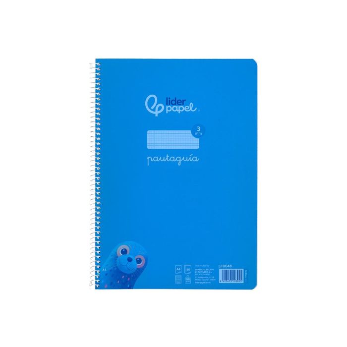 Cuaderno Espiral Liderpapel Din A4 Pautaguia Tapa Plastico 80H 90 gr Cuadro Pautado 3 mm Con Margen Color Azul 4 unidades 1