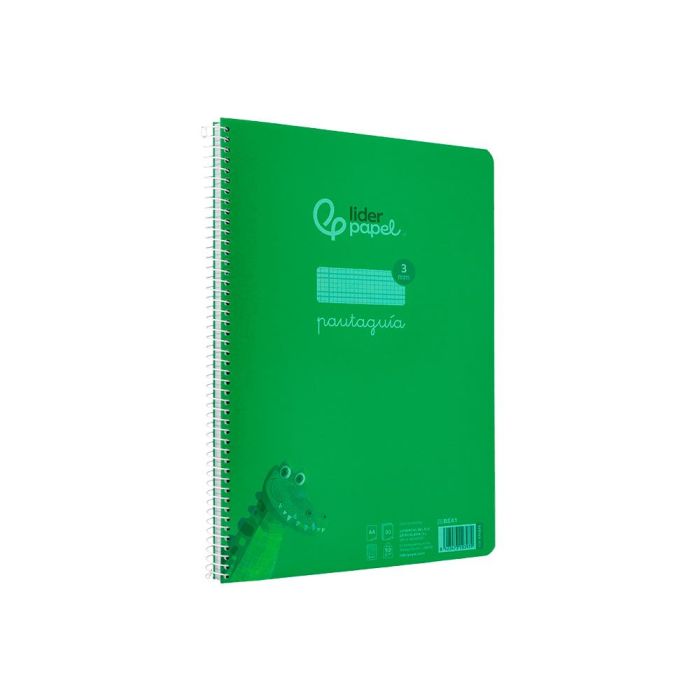 Cuaderno Espiral Liderpapel Din A4 Pautaguia Tapa Plastico 80H 90 gr Cuadro Pautado 3 mm Con Margen Color Verde 4 unidades 4