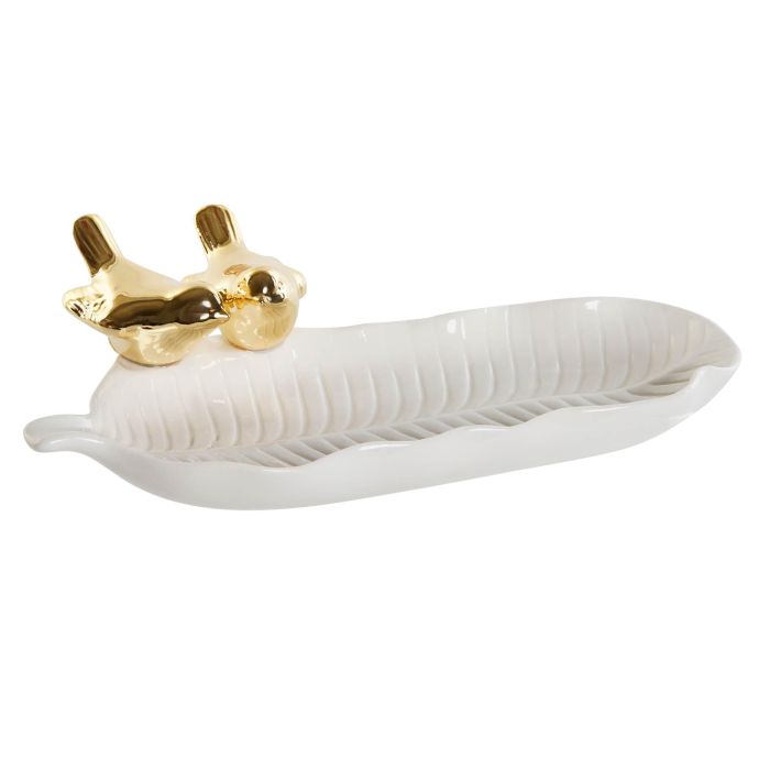 Bandeja Vaciabolsillos Glam DKD Home Decor Blanco Dorado 13.5 x 6 x 25 cm (4 Unidades)