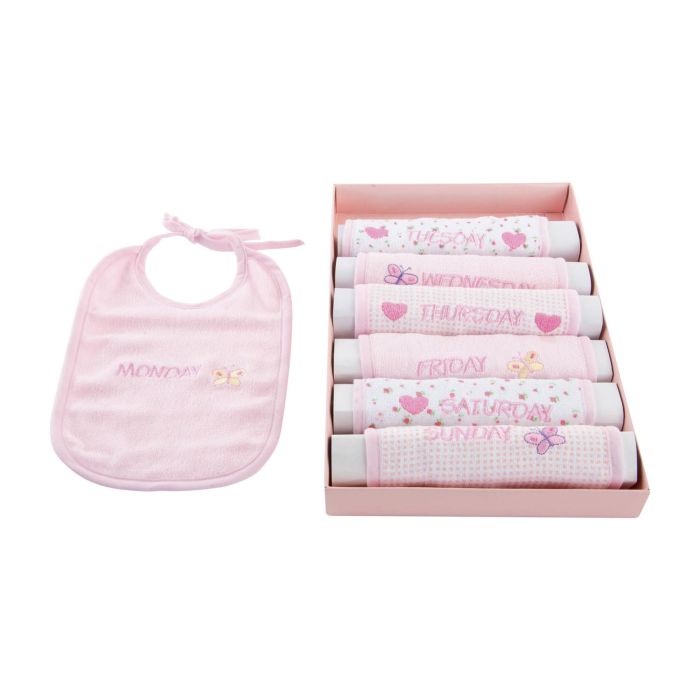 Babero Baby DKD Home Decor Azul Rosa 45 x 45 cm Set de 7 (4 Unidades) 1