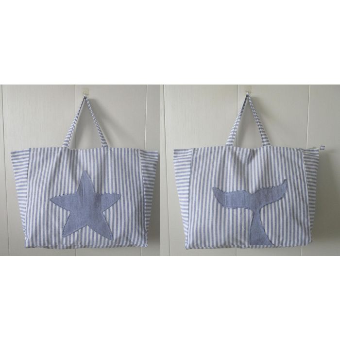 Bolso Atlantico DKD Home Decor Azul Blanco 24 x 50 x 60 cm (4 Unidades)