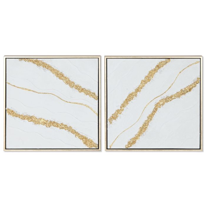 Cuadro Glam DKD Home Decor Blanco Dorado 4 x 42 x 42 cm (4 Unidades)