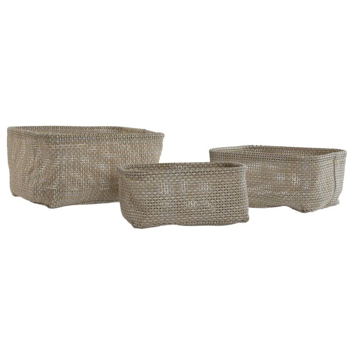 Cesta  DKD Home Decor Beige 18 x 12 x 23 cm Set de 3 (4 Unidades) 3