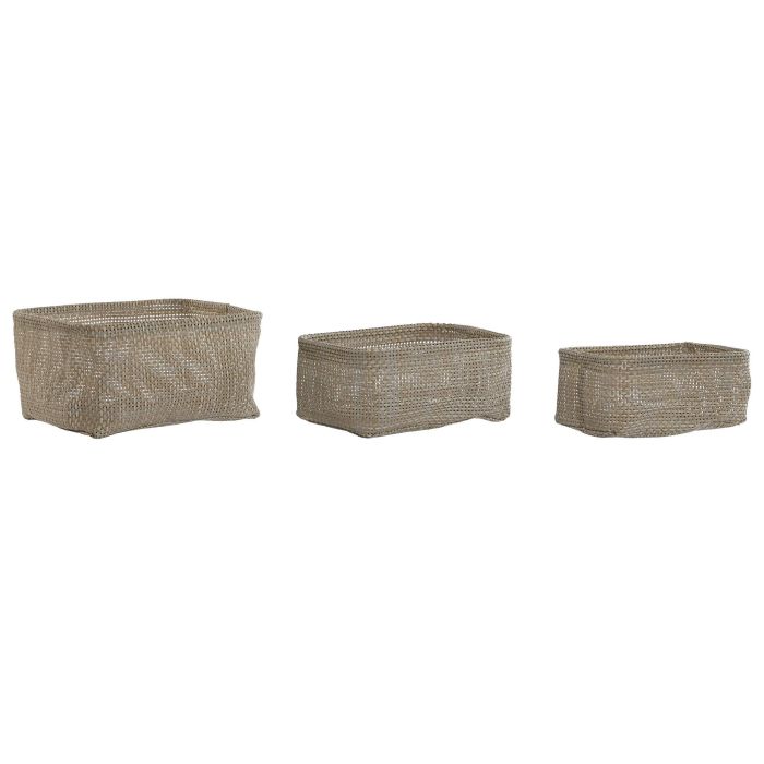 Cesta DKD Home Decor Beige 18 x 12 x 23 cm Set de 3 (4 Unidades)