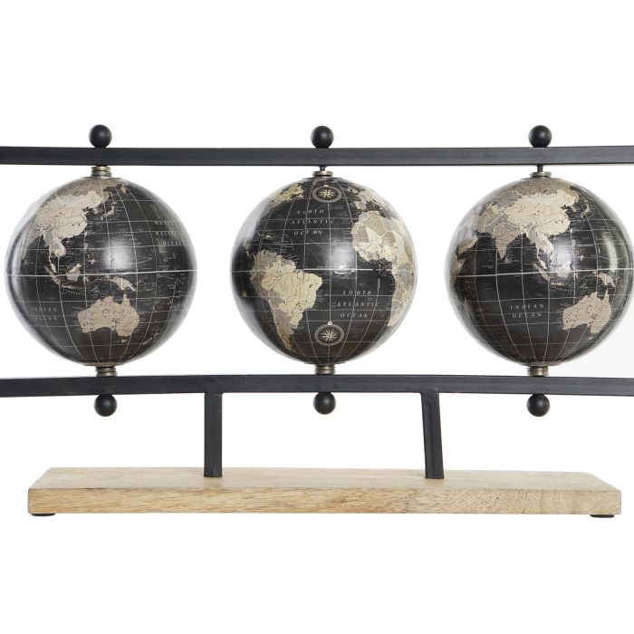 Globo Terraqueo Vintage DKD Home Decor Negro Marron 12.7 x 27 x 49.5 cm (4 Unidades) 1