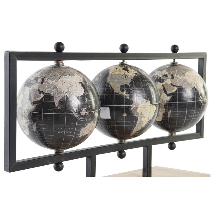 Globo Terraqueo Vintage DKD Home Decor Negro Marron 12.7 x 27 x 49.5 cm (4 Unidades) 2