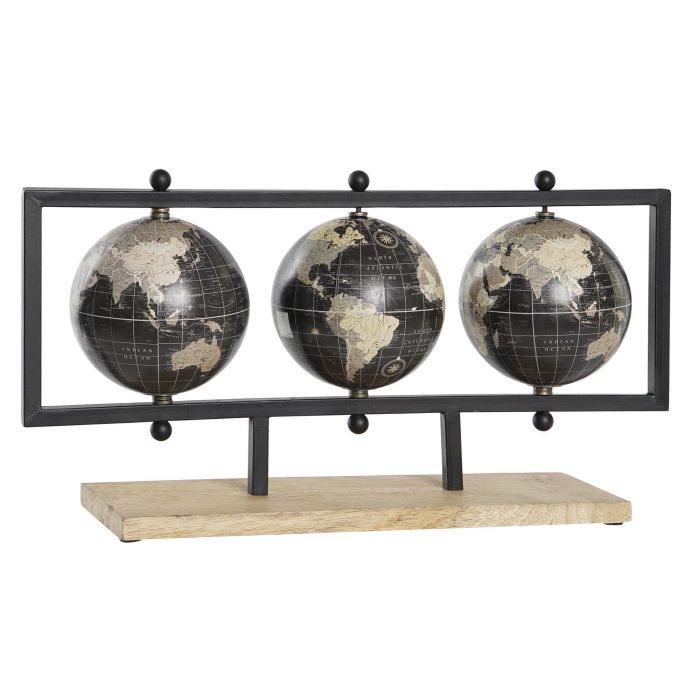 Globo Terraqueo Vintage DKD Home Decor Negro Marron 12.7 x 27 x 49.5 cm (4 Unidades)