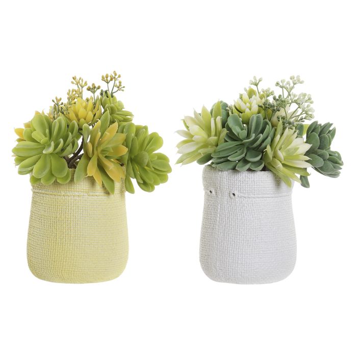 Planta  DKD Home Decor Amarillo Blanco 15 x 19 x 15 cm (4 Unidades)