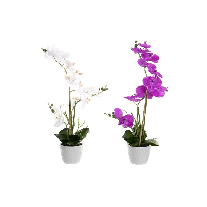 Planta DKD Home Decor Fucsia Blanco 18 x 60 x 18 cm (4 Unidades)