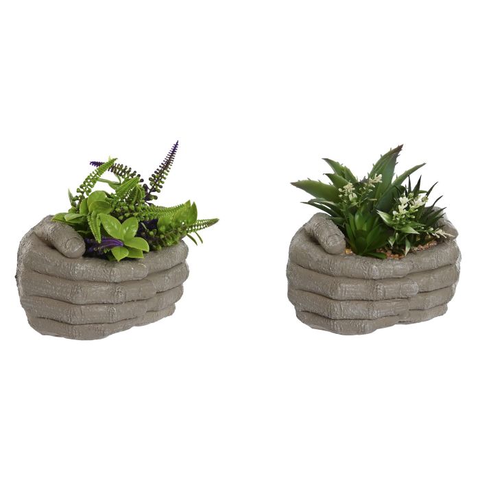 Planta Moderno DKD Home Decor Gris Verde 16 x 17 x 18.5 cm (4 Unidades)