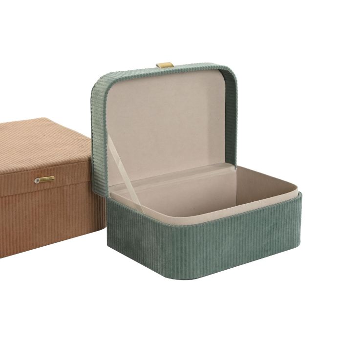 Caja Glam DKD Home Decor Verde Marron Claro 17 x 10 x 23 cm Set de 3 (4 Unidades) 1