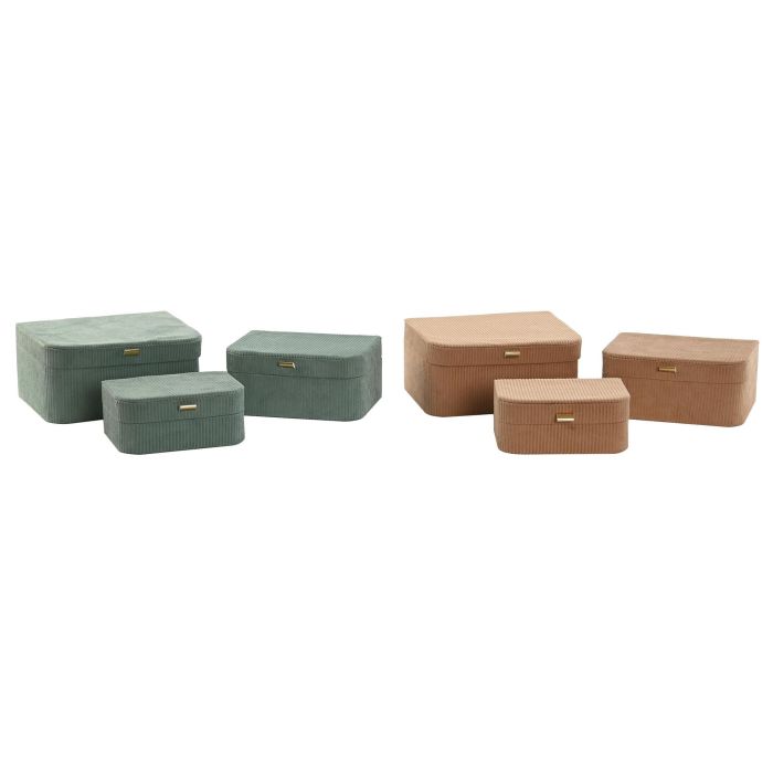 Caja Glam DKD Home Decor Verde Marron Claro 17 x 10 x 23 cm Set de 3 (4 Unidades) 3