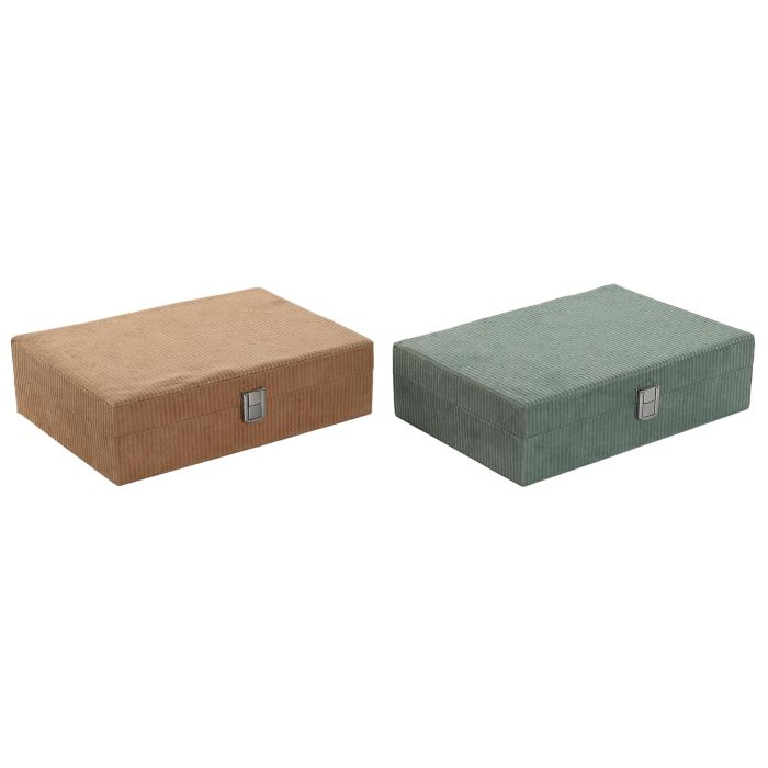 Joyero Glam DKD Home Decor Verde Marron Claro 19 x 7 x 28 cm (4 Unidades) 3