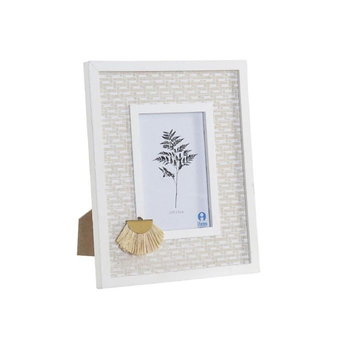 Marco Foto Boho DKD Home Decor Blanco Beige 1.8 x 26.5 x 21.5 cm (4 Unidades)