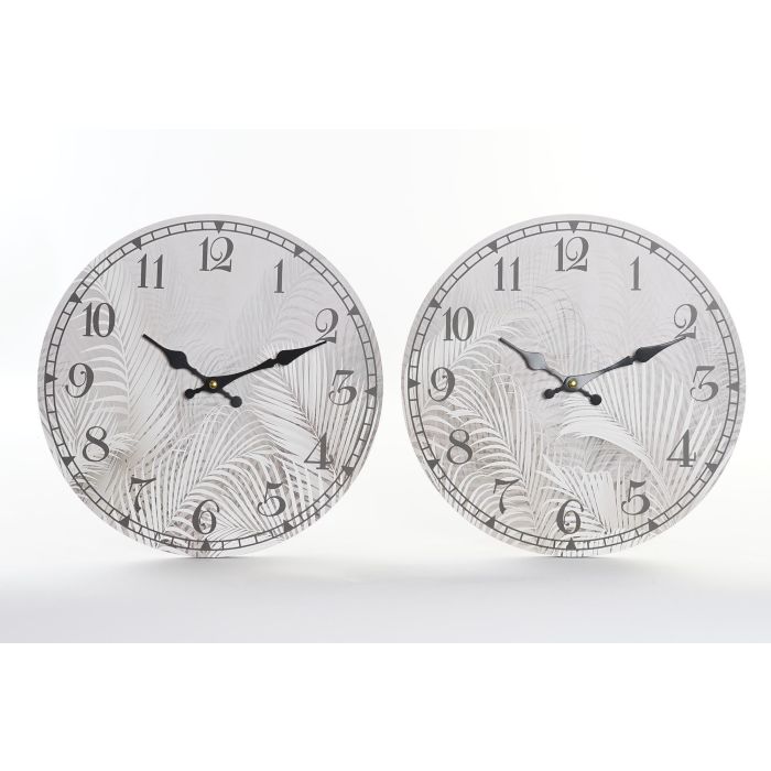 Reloj Tropical DKD Home Decor Gris 4 x 33 x 33 cm (4 Unidades)