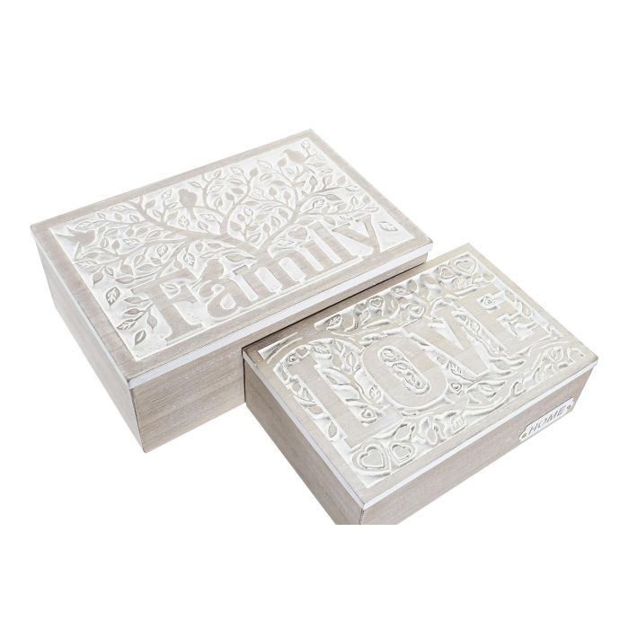 Caja Boho DKD Home Decor Natural Blanco 16 x 8.5 x 24 cm Set de 2 (4 Unidades)