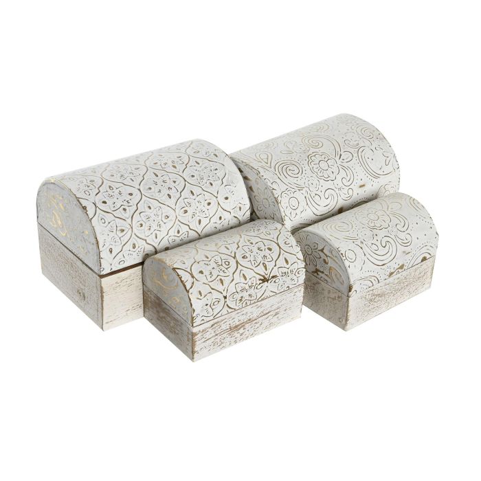 Joyero Arabe DKD Home Decor Dorado Blanco 10 x 6.5 x 15.5 cm Set de 2 (4 Unidades) 1