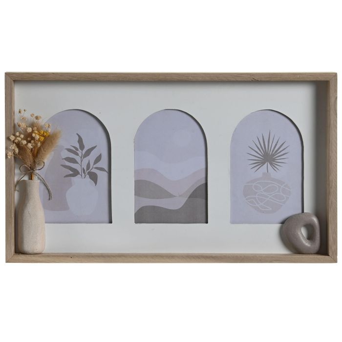 Marco Multifoto Shabby DKD Home Decor Blanco Natural 2.5 x 23 x 40 cm (4 Unidades)