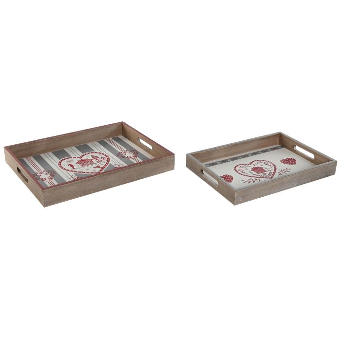 Bandeja Alpino DKD Home Decor Rojo Gris 30 x 5 x 40 cm Set de 2 (4 Unidades) 2