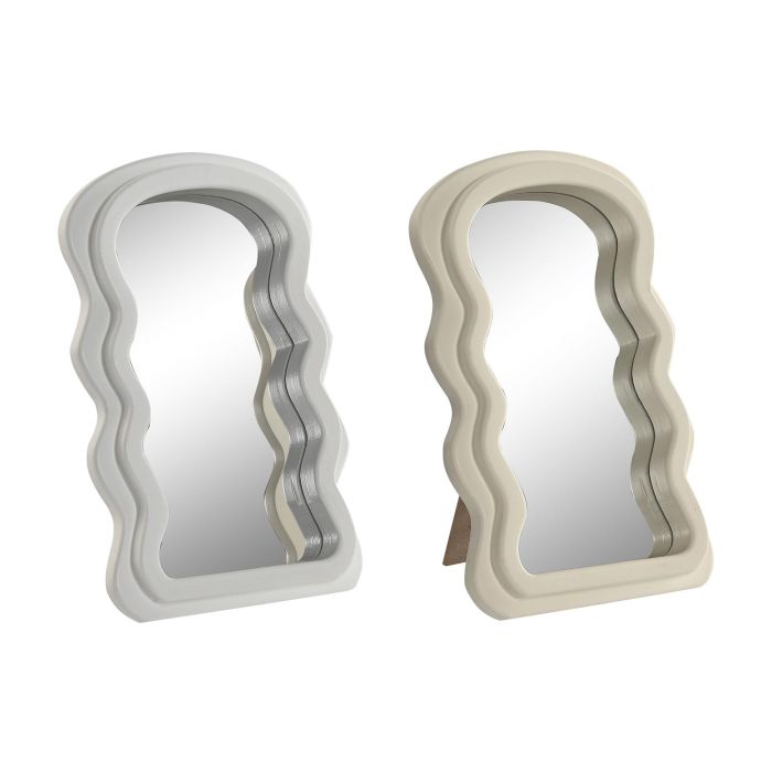 Espejo Scandi DKD Home Decor Blanco Beige 2.7 x 25.2 x 16 cm (4 Unidades) Espejo Scandi DKD Home Decor Blanco Beige 2.7 x 25.2 x 16 cm (4 Unidades)