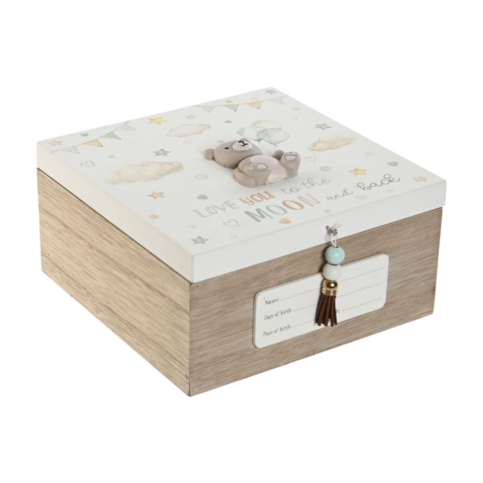 Caja Baby DKD Home Decor Beige Blanco 20 x 10 x 20 cm (4 Unidades)