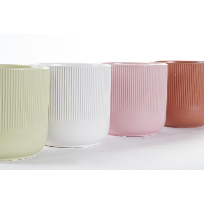 Macetero Urban DKD Home Decor Verde Rosa 13 x 13 x 13 cm (4 Unidades)