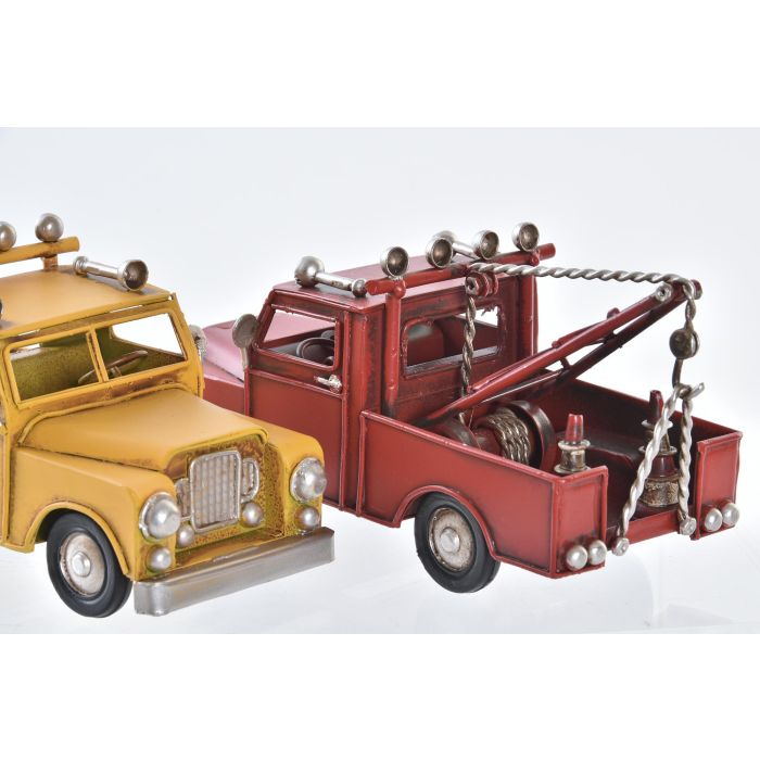 Vehiculo Decoracion Vintage DKD Home Decor Rojo Amarillo 7.5 x 10 x 16 cm (4 Unidades) 1