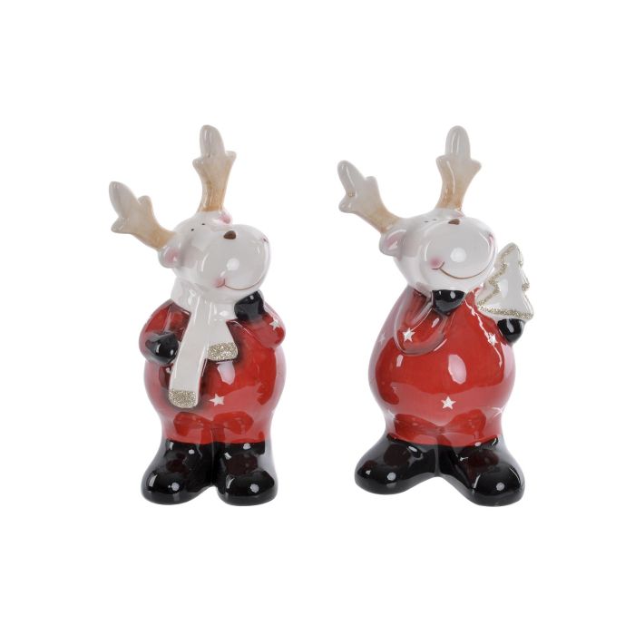 Figura Navidad Tradicional DKD Home Decor Rojo Blanco 9 x 18 x 8 cm (4 Unidades)