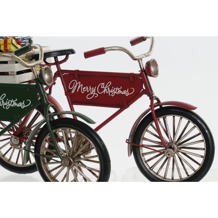 Bicicleta Navidad Tradicional DKD Home Decor Rojo Verde 9 x 19 x 24 cm (4 Unidades) 1