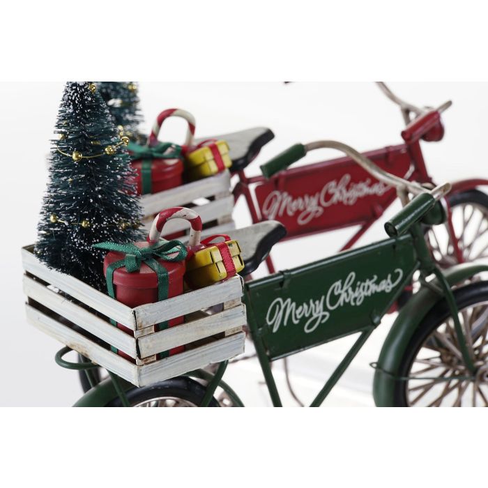Bicicleta Navidad Tradicional DKD Home Decor Rojo Verde 9 x 19 x 24 cm (4 Unidades) 2
