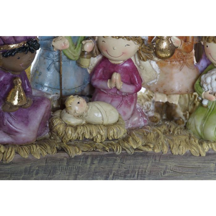 Nacimiento Navidad Tradicional DKD Home Decor Marron Multicolor 6.5 x 20 x 19 cm (4 Unidades) 1