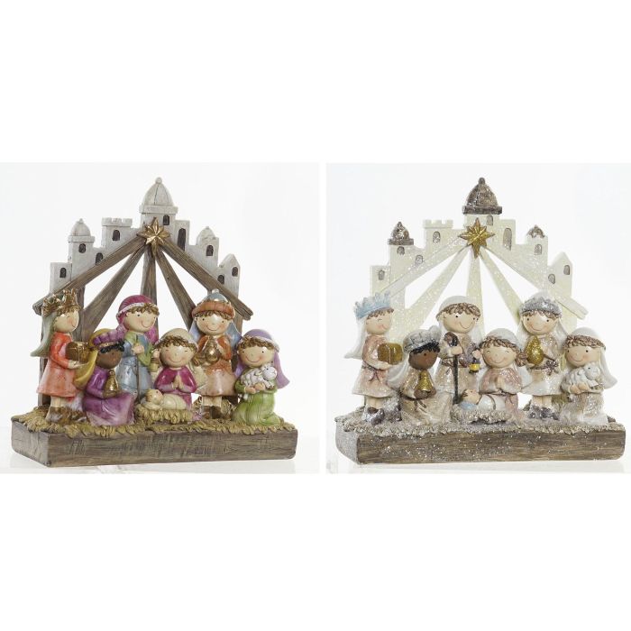 Nacimiento Navidad Tradicional DKD Home Decor Marron Multicolor 6.5 x 20 x 19 cm (4 Unidades)