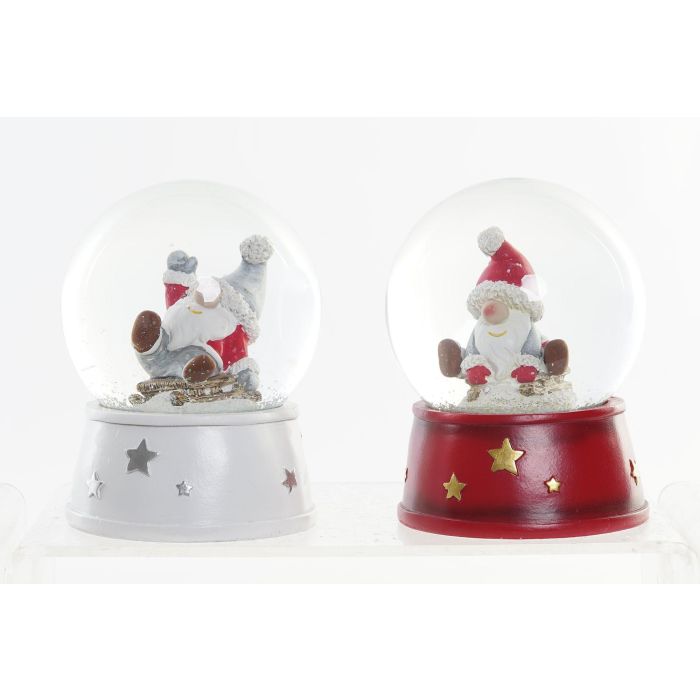 Bola Decoracion Navidad Tradicional DKD Home Decor Rojo Blanco 9.5 x 13.5 x 9.5 cm (4 Unidades)