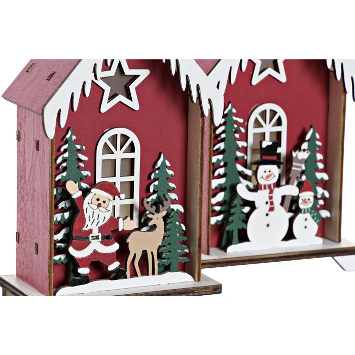 Casa Navidad Tradicional DKD Home Decor Rojo Blanco 5.5 x 16 x 9.5 cm (4 Unidades) 2