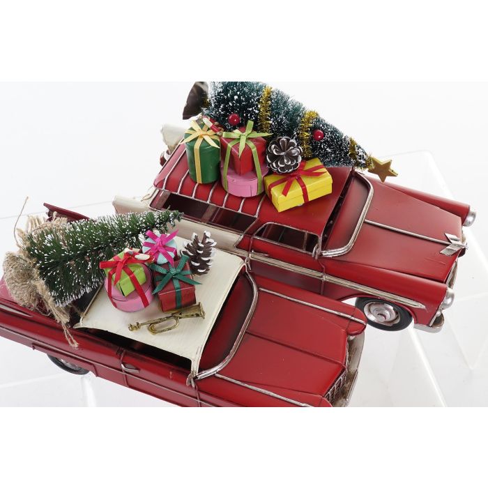 Vehiculo Decoracion Navidad Tradicional DKD Home Decor Rojo Blanco 10 x 12 x 26 cm (4 Unidades) 2