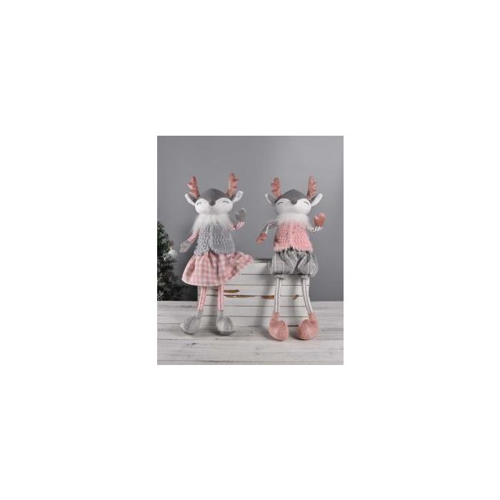 Figura Navidad Fantasia DKD Home Decor Rosa Gris 12 x 55 x 18 cm (4 Unidades)